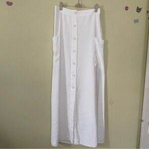 Caren Forbes White Button-Down Maxi Skirt